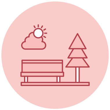 Park bankında. Web simgesi basit illüstrasyon