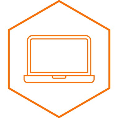 Beyaz arka plan üzerinde dizüstü bilgisayar simgesi