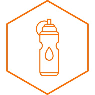 Beyaz arka planda izole edilmiş turuncu çizgili su şişesi simgesi. Soda su sembolü. vektör illüstrasyonu