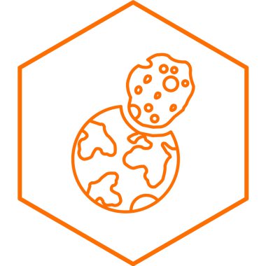 Gezegen çarpışma simgesi beyaz arkaplanda izole edildi. vektör illüstrasyonu