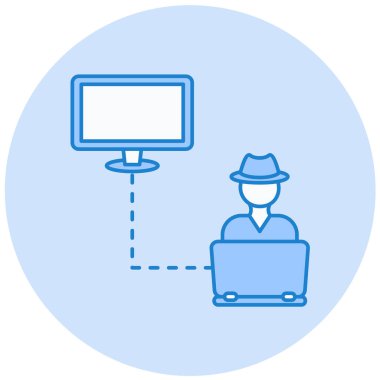 Dizüstü bilgisayarı olan bir adamın vektör çizimi