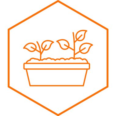 saksı ikonunda bitki. Web için saksı bitkileri vektör simgelerinin özet çizimi