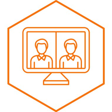 Çevrimiçi Konferans ikonu vektör illüstrasyonu