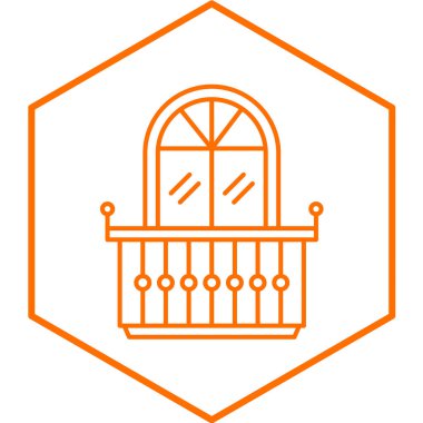 Balkon simgesi. Ahşap vektör sembolünün ana hatları web tasarımı