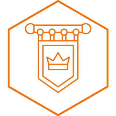 Beyaz arka planda izole edilmiş altın çizgili taç simgesi. vektör illüstrasyonu