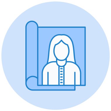 Kitap ikonundaki kadın, basit tasarım vektörü çizimi