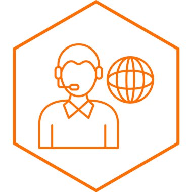 Tercüman simgesi. İş konsepti. İnce çizgi tasarımı. vektör illüstrasyonu