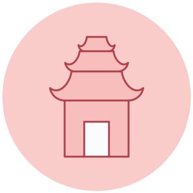 Çin tapınağı ikonunun vektör illüstrasyonu
