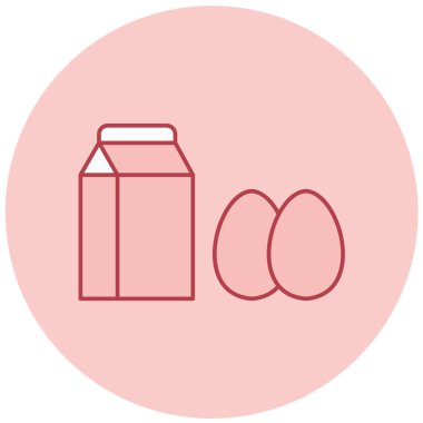 Yumurta ve süt. Web simgesi basit illüstrasyon