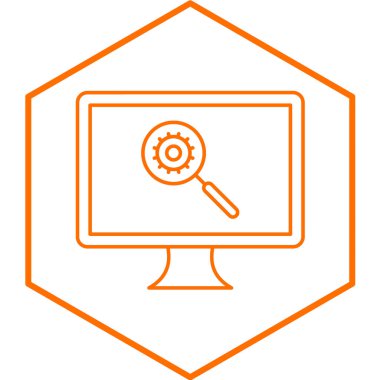 Büyüteç ve dizüstü vektör resimli bilgisayar monitörü