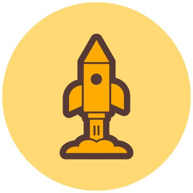 Roket. Web simgesi basit illüstrasyon