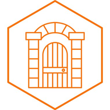 Tahta kapı simgesi. vektör illüstrasyonu