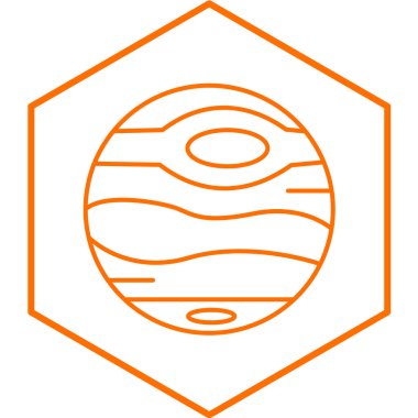 Web, mobil ve bilgi grafikleri için Neptün gezegeni çizgi simgesi. vektör beyaz dış hat sembolü mavi arkaplanda izole edildi