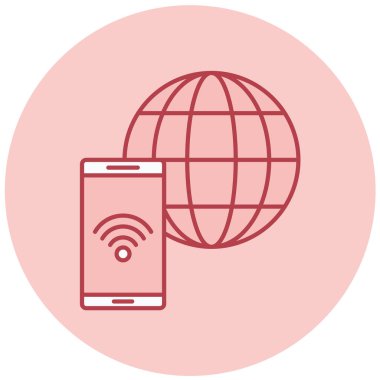 küresel kablosuz ağ. Web simgesi basit illüstrasyon