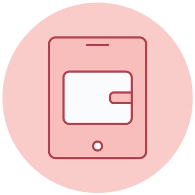 Cüzdanı olan bir tablet. Basit resimleme