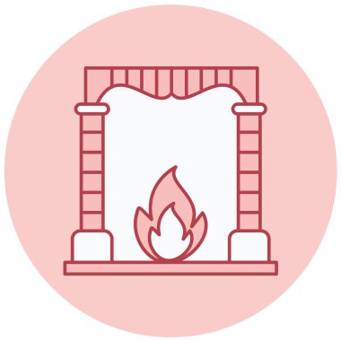 Şömine. Web simgesi vektör illüstrasyonu