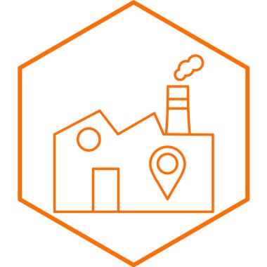 Fabrika konumu simgesi. vektör illüstrasyonu