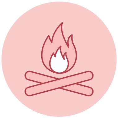 Kamp ateşi. Web simgesi basit illüstrasyon