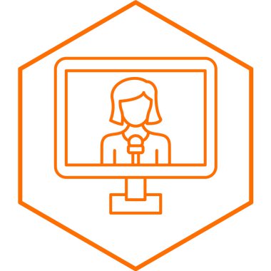 Çevrimiçi iletişim simgesi, vektör illüstrasyonlu bilgisayar monitörü