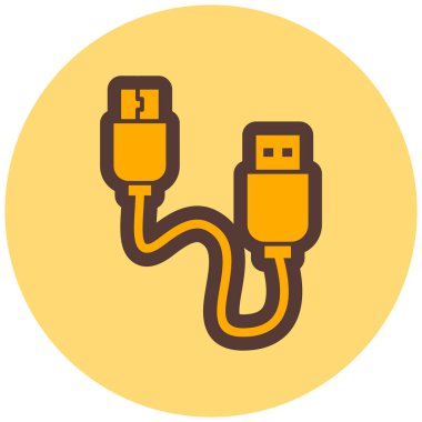 USB kablosu düz vektör simgesi