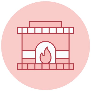 Şömine. Web simgesi basit illüstrasyon