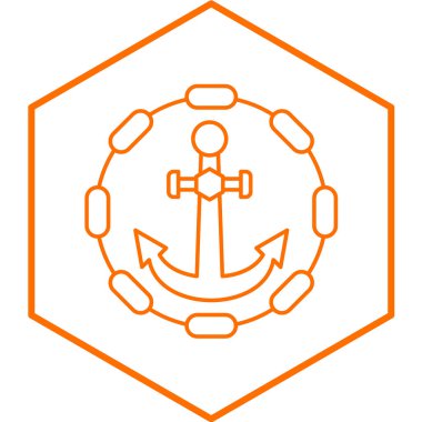  Gemi zinciri simgesi, basit tasarım vektör çizimi