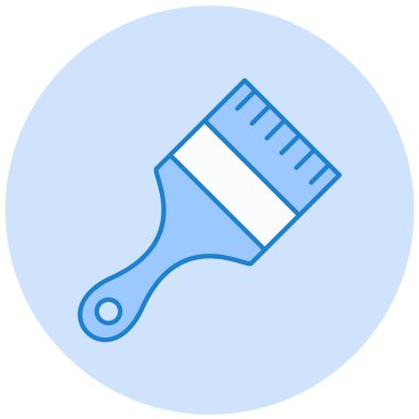 Web, mobil ve bilgi grafikleri için boya fırçası simgesi. Mavi arkaplanda izole edilmiş beyaz çizgili vektör çizgisi