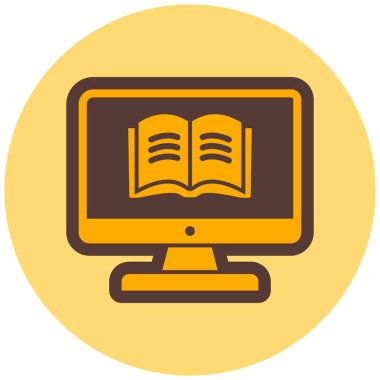 Bilgisayar üzerine kitap. Web simgesi basit illüstrasyon