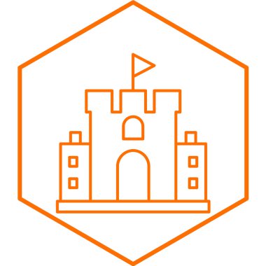 Kumdan kale simgesi beyaz arka planda izole edilmiş. vektör illüstrasyonu