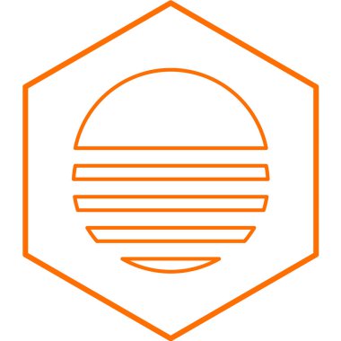 Güneş ikonu çizgisi çizimi. Fast food işaretinin güzel sembolü..