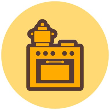 Mutfak sobası. Basit resimleme