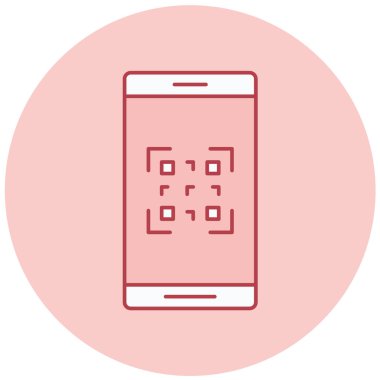 cep telefonu qr kod simgesi, vektör illüstrasyonu