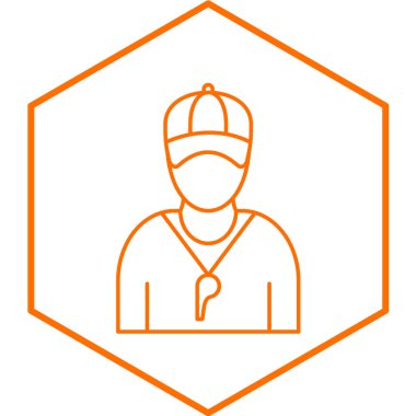 Web ve mobil uygulama tasarımınız için beyaz arkaplanda izole edilmiş işçi simgesi vektörü, itfaiyeci logosu kavramı