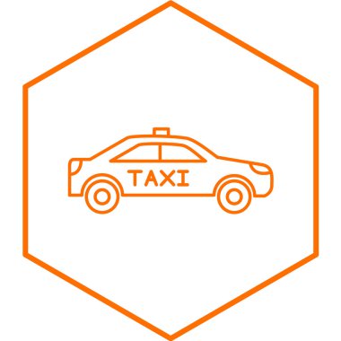 Beyaz arka planda izole edilmiş düz stil taksi ikonu. vektör illüstrasyonu