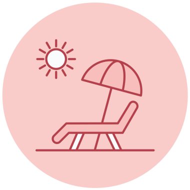 Plaj sandalyesi ikonu. Web için şezlong vektör simgelerinin özet çizimi