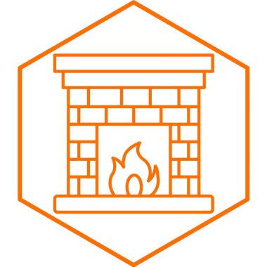 Ateş ikonu. Web için şömine vektör simgelerinin özet çizimi