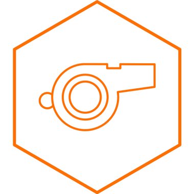 Beyaz arka planda izole edilmiş altın düdük simgesi. Spor malzemeleri. vektör illüstrasyonu