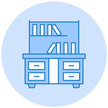 Kitaplık. Web simgesi basit illüstrasyon