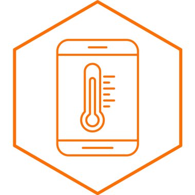 Termometre ikonlu cep telefonu. vektör illüstrasyonu