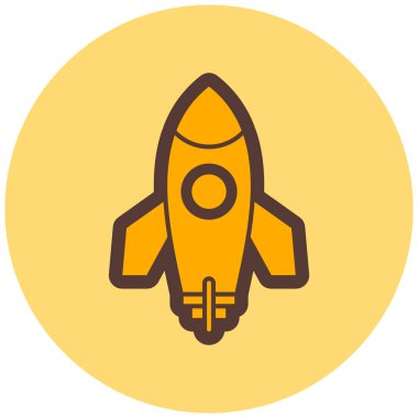 Roket. Web simgesi basit illüstrasyon
