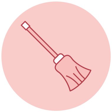 Süpürge düz simgesi, vektör illüstrasyonu