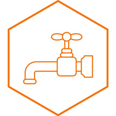 Turuncu su borusunun eski bir çizgi simgesinin vektör çizimi