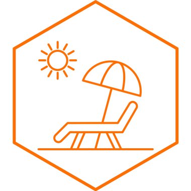 Plaj sandalyesi ikonu. Web için güneş paneli vektör simgelerinin özet çizimi