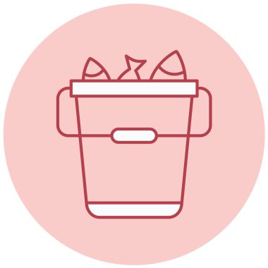 Balık dolu kova. Web simgesi basit illüstrasyon