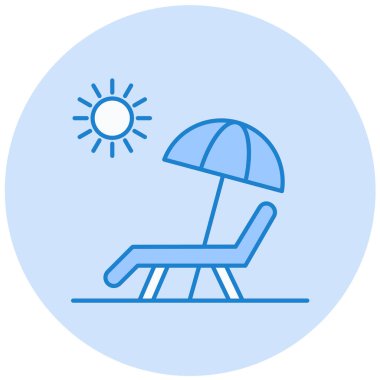 Plaj sandalyesi düz simgesi, vektör illüstrasyonu