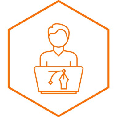 Dizüstü bilgisayarı olan bir iş adamı. vektör illüstrasyonu