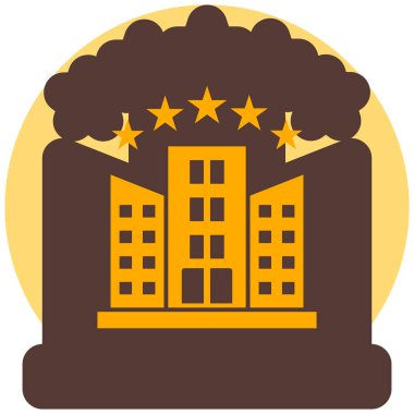 Otelde. Web simgesi basit illüstrasyon