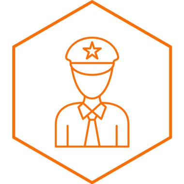 Düz stil polis ikonu. Beyaz izole edilmiş arka planda polis vektör çizimi. Web sitesi için pilot sembol