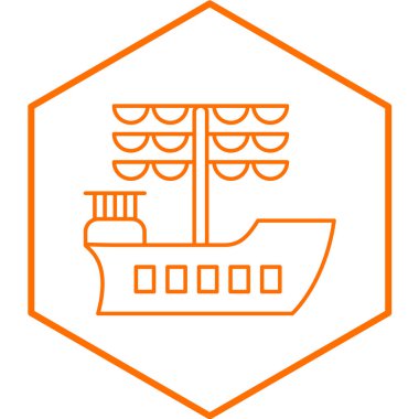 Galleon gemi simgesi, basit tasarım vektör çizimi