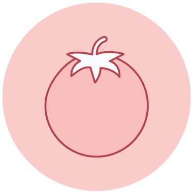 Domates ikonu. Beyaz arkaplanda kırmızı besin vektörü çizimi